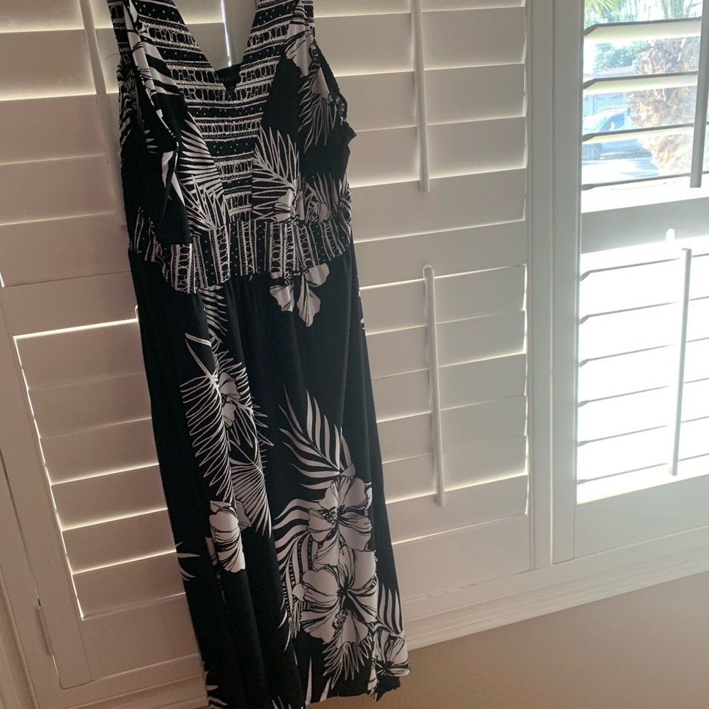 Black and white tropical dress